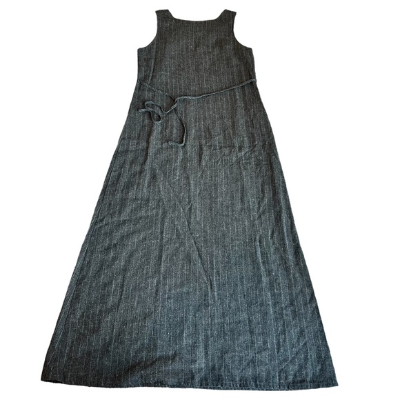 VINTAGE ANTHROPOLOGIE cottage core linen pinstripe maxi dress - Picture 2 of 7